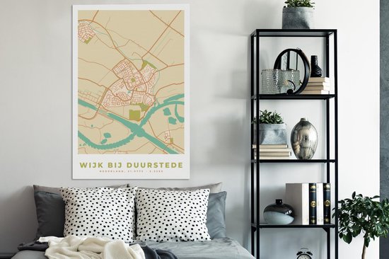 Carte de peinture sur toile - Wijk bij Duurstede - Vintage - 80x120 cm - Décoration murale