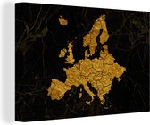 Toile Peinture Kaart Europa - Or - Zwart - 30x20 cm - Décoration murale