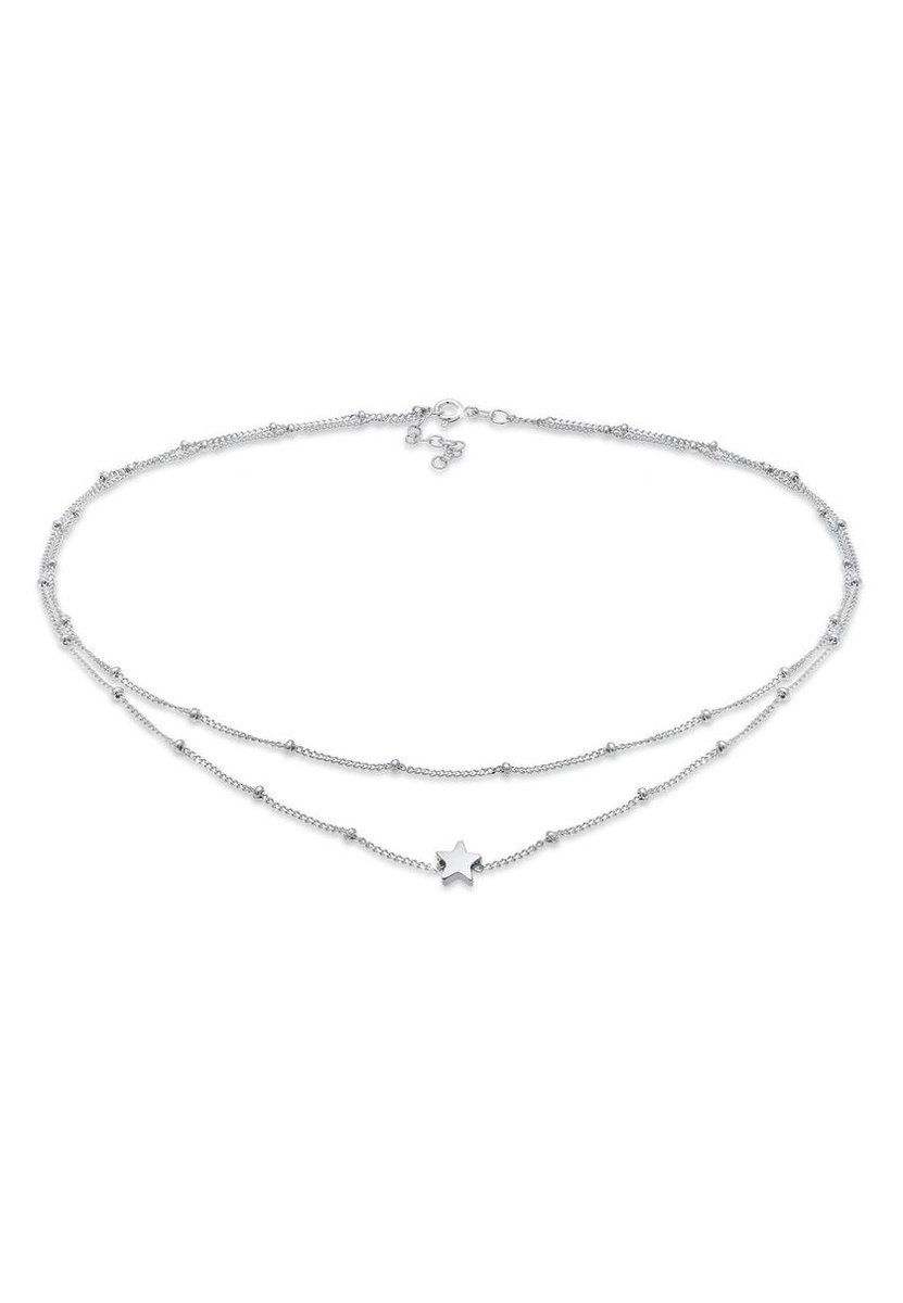 Elli - Halsketting - Dames Choker Balletjesketting Layer Sterren Astro in verguld 925 Sterling Zilver - Dames