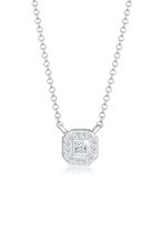 Elli PREMIUM Dames Halsketting Dames achthoekige hanger Klassiek met diamanten (0.16 ct) in 925 sterling zilver