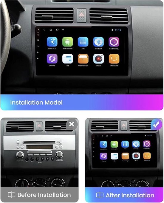 CarPlay Suzuki Swift 2005-2010 Android 10 navigatie en multimediasysteem  Bluetooth USB... | bol.com