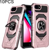 10 PCS Union Armor Magnetische PC + TPU Shockproof Case met 360 Graden Rotatie Ring Houder Voor iPhone 8 Plus/7 Plus (Rose Gold)