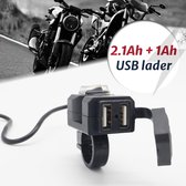 Motor24™ - USB aansluiting motorfiets - 12V 1Ah & 2.1Ah - USB lader motor scooter brommer - inclusief gratis profieldieptemeter
