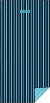 LAY ON ME® Lorenzo - Strandlaken 80x160 cm - lichtgewicht strandhanddoek - blauw zandvrij badlaken - microvezel reishanddoek met blauwe strepen