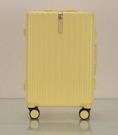 TOP AA Reis Kofferset - Trolleyset 3-delig met TSA slot Aluminum frame, Kleine cabine en groot, Geel/yello, ABS Luggage, (20+24+28 inches 3 pc set)