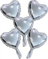 Wefiesta Folieballonnen Hartvorm 22 Cm Zilver 5 Stuks