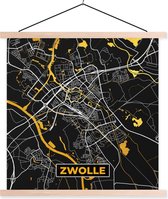 Porte-affiche avec affiche - Affiche scolaire - Carte - Zwolle - Or - Zwart - 120x120 cm - Lattes vierges