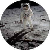 Buzz Aldrin walks on the moon (maanlanding) - Foto op Behangcirkel - ⌀ 100 cm