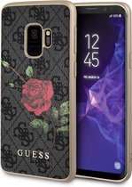Grijs hoesje van Guess - Backcover - Roses - Galaxy S9 - Siliconen rand