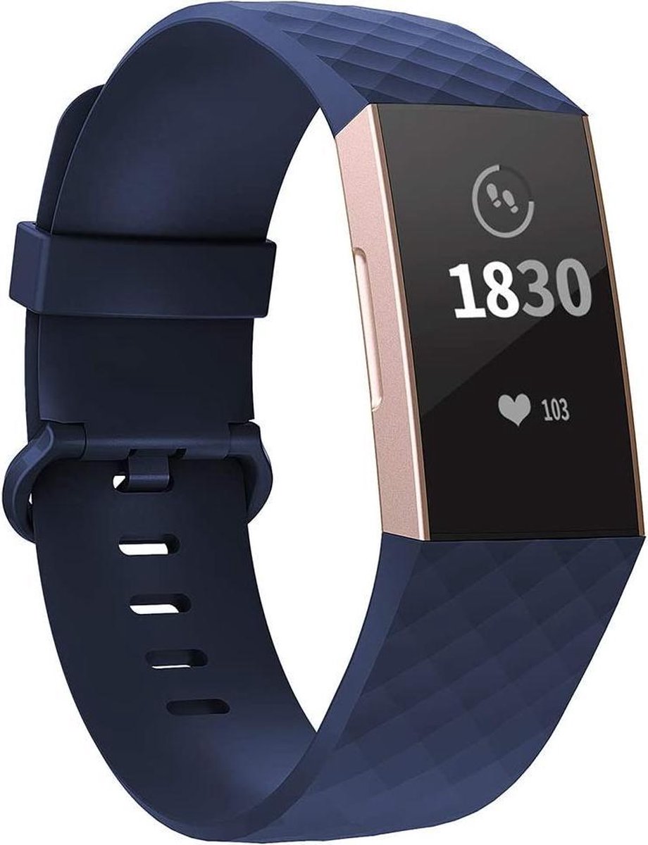 YPCd® Siliconen bandje - Fitbit Charge 4 - Donkerblauw - Small