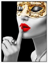 Golden masked woman - Foto op Akoestisch paneel - 90 x 120 cm
