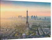 De Eiffeltoren voor La Defense skyline van Parijs - Foto op Canvas - 90 x 60 cm