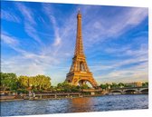 De Eiffeltoren en de Seine bij zonsondergang in Parijs - Foto op Canvas - 150 x 100 cm