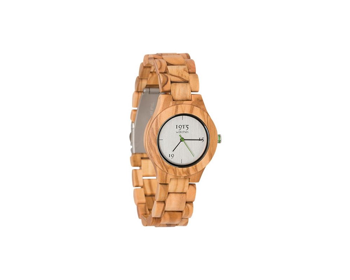 1915 Watches Houten Horloge - Dames - Milano Series - Olijfhout - Groen