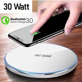 Qi 30W Aluminium Draadloze Oplader Wit Voor Iphone Pro / 11 / X / XS / XR / 8 / MAX / Lader / XR / PLUS / QC3.0 Snel Draadloos Opladen Voor Samsung S6 / S7 / S8 / S9 / S10 / Note 9 / Note 8