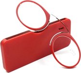 Neusbril - Mini Draagbare Leesbril - Clipbril - Vergrootglas Verziend Glas - Bril met Doos - + 2.50 - Rood
