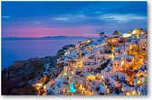 Oia met traditionele witte huizen en windmolens op het eiland Santorini, Griekenland in het blauwe avonduur - 1000 Stukjes puzzel voor volwassenen - Landschap