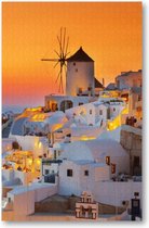 Oia bij zonsondergang, Santorini Griekenland - 1000 Stukjes puzzel voor volwassenen - Besteposter