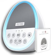 DistinQ White Noise Machine - Witte Ruis Slaaptrainer voor Baby - Slaaphulp met 8 verschillende kleuren LED verlichting en 29 rustgevende geluiden