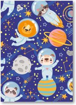 Dieren in de ruimte - 50x70 Poster Staand - Besteposter - Dieren - Kinderen - Kinderkamer