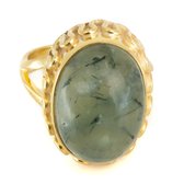 Edelsteen Ring Prehniet 925 Zilver & Verguld “Yenra” (Maat 17)