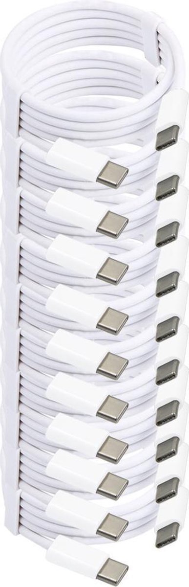 MMOBIEL 10x USB - C naar USB - C Oplaad Kabel 2 meter Wit - voor Telefoon / Tablet / Laptop