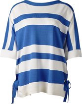 Dames trui offwhite/blauw gestreept, strikje | Maat M/L