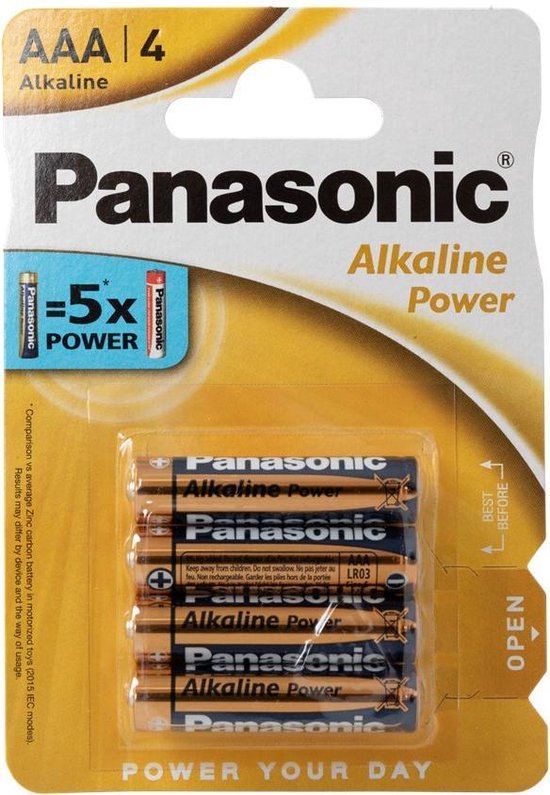 Panasonic PBALR03B4 AAA batterijen - Alkaline Power - 4 Stuks - Panasonic