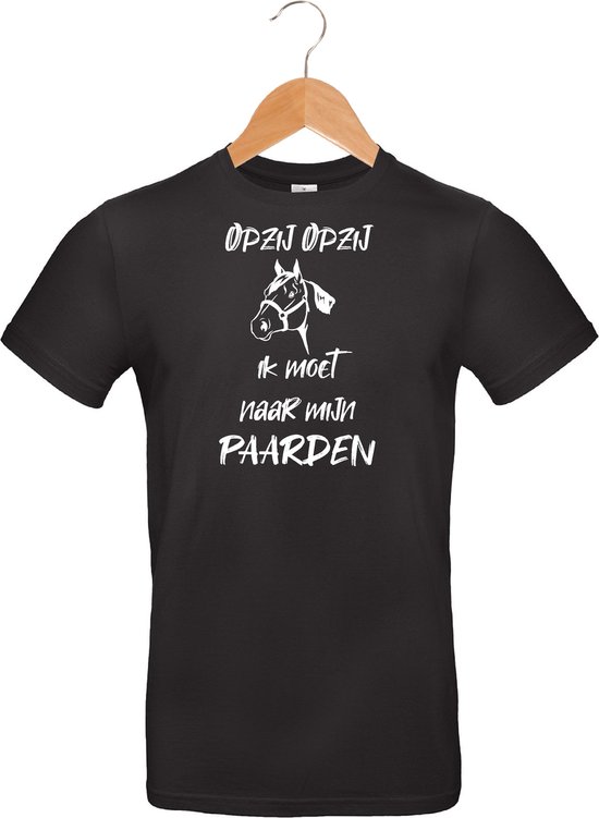 mijncadeautje - T-shirt unisex - zwart - Opzij opzij, naar mijn Paarden - maat L
