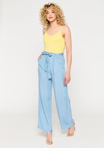 LOLALIZA Losse denim broek met ceintuur en strik - Licht Blauw - Maat 34