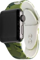 Geschikt Voor Smart Watch Band Met Print -  Camouflage Groen - 38mm En 40mm - Geschikt Voor Smart Watches