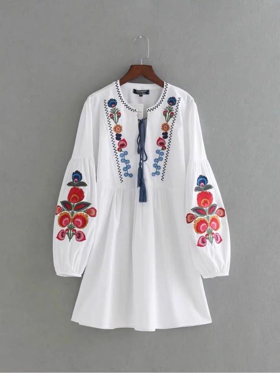 enthousiast Aanpassing nog een keer Emilie Scarves - Ibiza tuniek jurk - wit - geborduurd embroidery | bol.com
