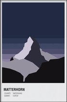 Walljar - Matterhorn Switserland Night - Muurdecoratie - Canvas schilderij