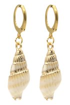 Dielay - Oorbellen met Schelp - RVS Oorringen - 1x3 cm - Goudkleurig
