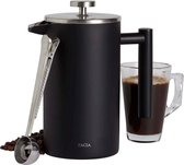 ZaCia French Press Koffiemaker Cafetiere Zwart - Dubbelwandig - 1 L - Verse koffie zetten - Dubbele wand isolatie