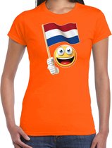 Emoticon Holland / Nederland landen t-shirt - oranje - dames - EK / WK / Olympische spelen outfit / kleding M