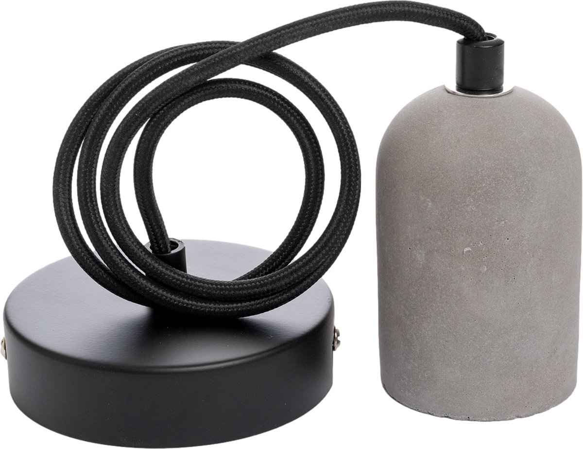 Specilights Pendel Beton Rond E27 - Cement fitting - Hanglamp met Strijkijzersnoer en Plafondkap