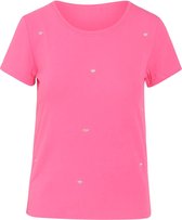 Cassis - Female - T-shirt met geborduurde hartjes  - Fushia