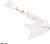 GBG Bride to be sjerp Wit Goud - Sjerp voor Vrijgezellenfeest - Bride to be - Bachelorette party - Sjerp - Bruid - Bruiloft sjerp - Schouderriem - Versiering - Decoratie - Bride to