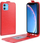 GadgetBay Verticale Flip kunstleer wallet hoesje iPhone 11 case - Rood