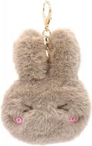 Sleutelhanger Fluffy Konijn - 12x10x3 cm - Bruin