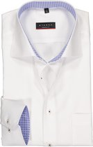ETERNA modern fit overhemd - structuur heren overhemd - wit (blauw dessin contrast) - Strijkvrij - Boordmaat: 40