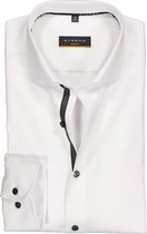 ETERNA slim fit overhemd - niet doorschijnend twill - wit (zwart contrast) - Strijkvrij - Boordmaat: 42