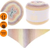 Rico Design Creative Cotton Dègradè Lucky 8 - pastel (002) - zachte kleuren verloopgaren acryl en katoen garen - 200 grams met 800 meter - pendikte 3,5mm