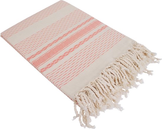 Fashion4wellness Fouta Hammamet Bright Orange / HAMAMDOEK- STRANDLAKEN - SAUNADOEK - 200 X 100 CM KATOEN