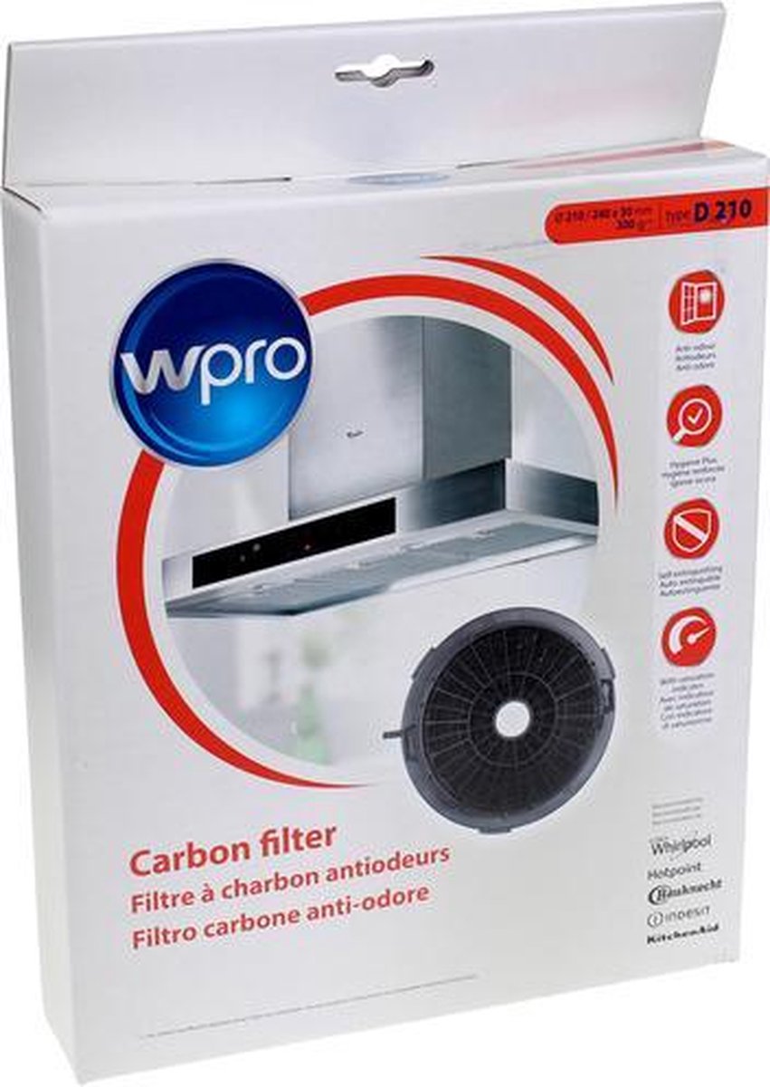 Wpro Koolstoffilter D210 Met Montage Clips (√ò210