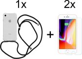 iPhone 7 hoesje met koord transparant shock proof case - 2x iPhone 7 screenprotector