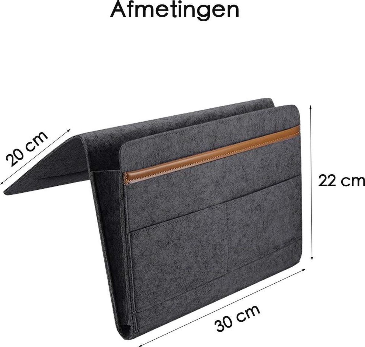 Nachtkastje Caddy, Vilt Bed Storage Organizer Hangtas Houder Met 5 Zakken, Bank Magazines Boeken Organizer Opknoping Opbergtas Voor Thuis College Dorm Bed Rails, Bank, Stapelbedden (Kleur: Bruin