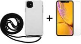 iPhone 11 hoesje met koord transparant shock proof case - 1x iPhone 11 screenprotector