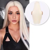SassyGoods® Blonde Pruik - Pruiken Dames Lang Haar - Front Lace Wig - Licht Wit Blond - 70 cm